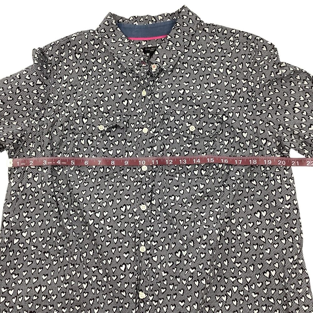 Talbots Button Front Shirt Top Heart Print Roll Tab Sleeve Women 14W Black White - Picture 10 of 15